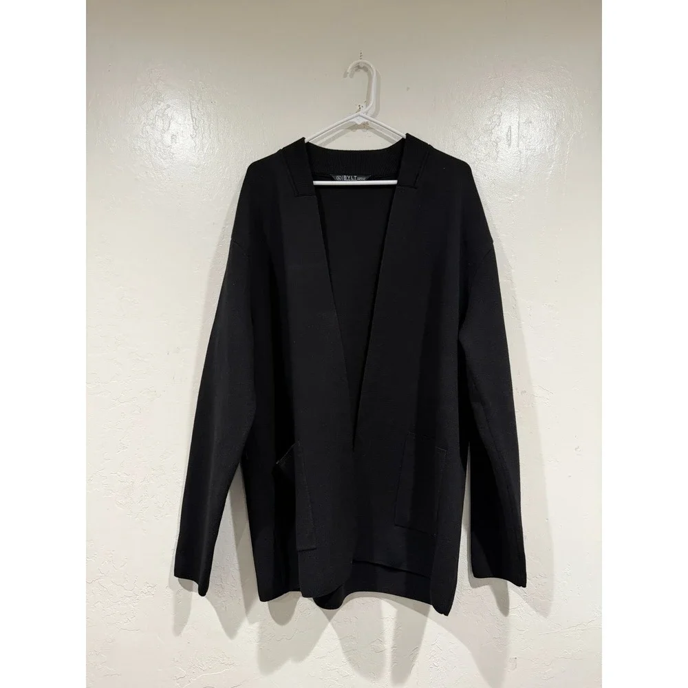 BYLT Premium Basics Mens Cardigan Sweater Black Open Front XL MTCG0633-001-XL